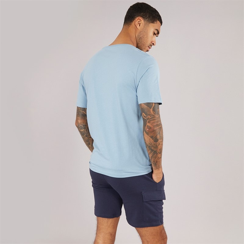 JACK & JONES Herre lomme t-shirt og shorts sæt Mountain Spring/Navy Blazer - Billede 2