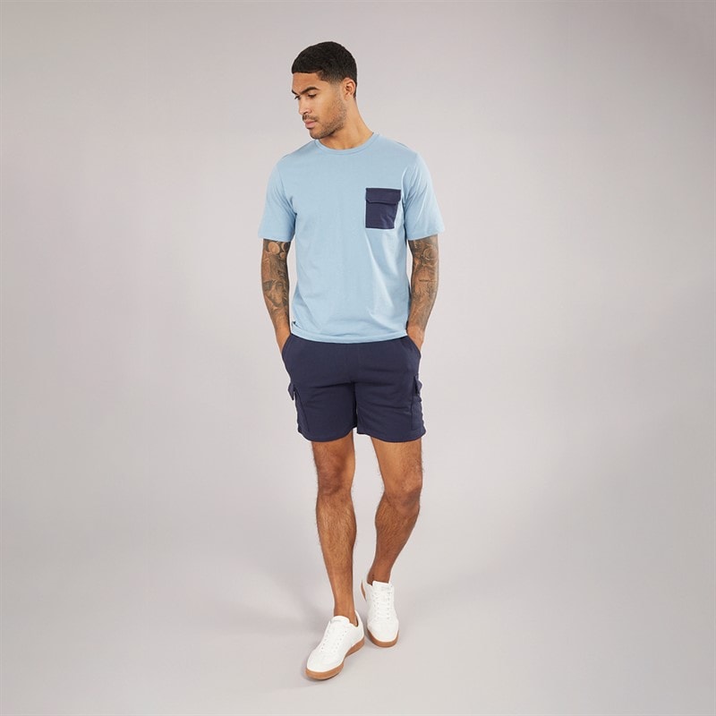 JACK & JONES Herre lomme t-shirt og shorts sæt Mountain Spring/Navy Blazer - Billede 3