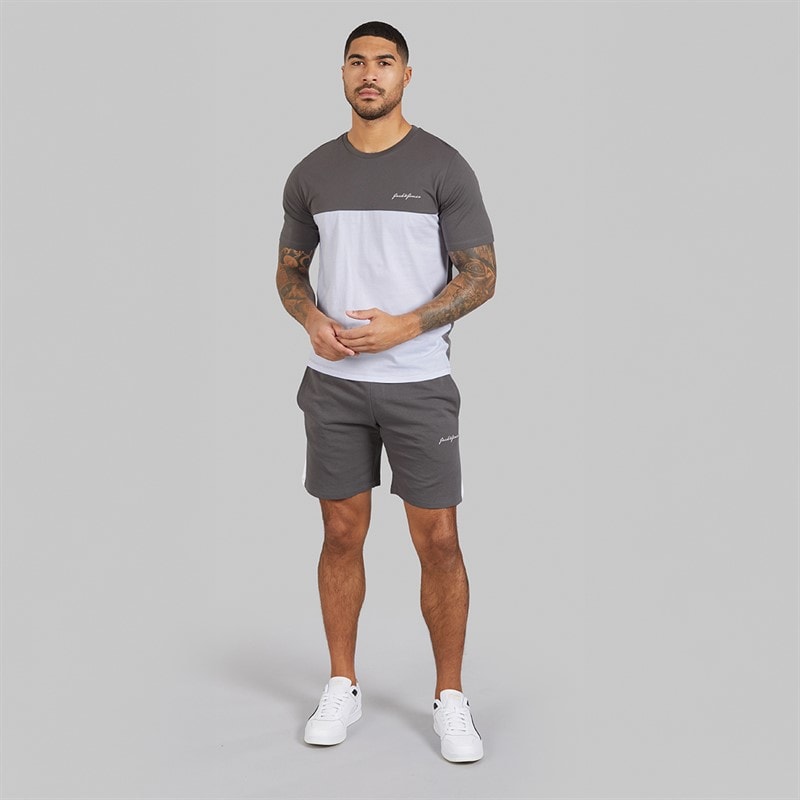 JACK & JONES Herre Trip T-shirt Og Shorts Sæt Castlerock - Billede 4
