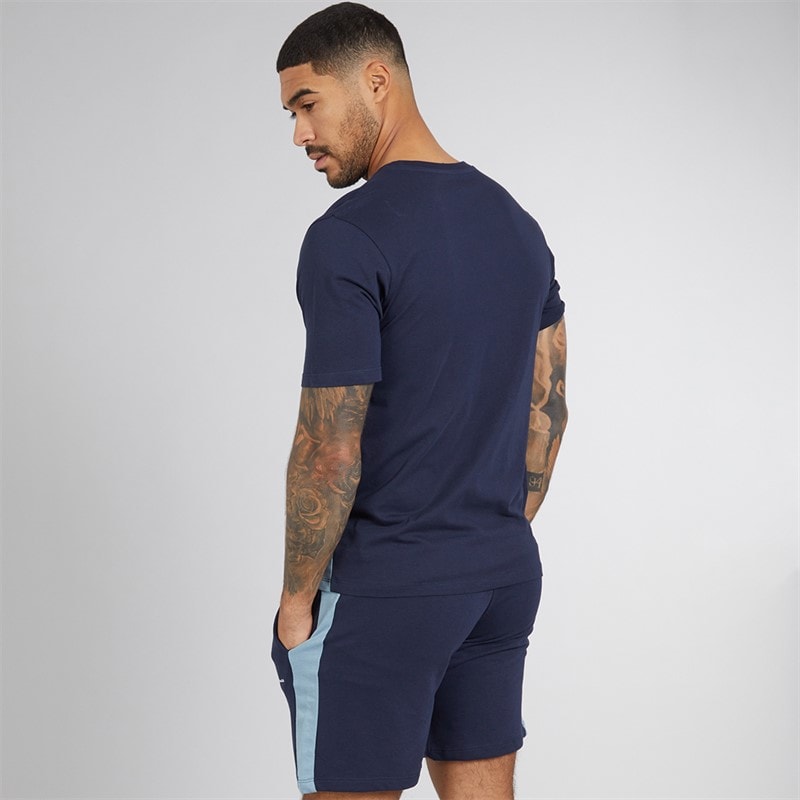 JACK & JONES Herre Trip T-shirt Og Shorts Sæt Navy Blazer - Billede 2