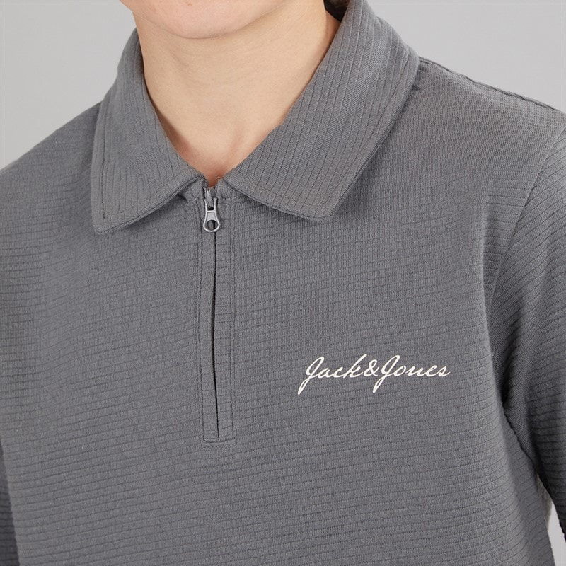 JACK & JONES Drenge Basic Lynlås Polo Skjorte Og Shorts Sæt Castlerock - Billede 3