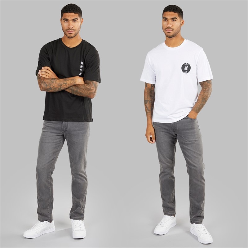 JACK & JONES Herre Afslappet Pasform Ryg Print To Pakke T-Shirts Sort/Hvid - Billede 4