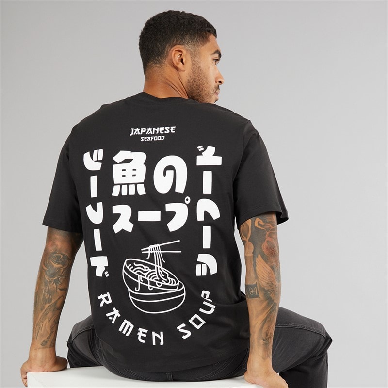JACK & JONES Herre Afslappet Pasform Ryg Print To Pakke T-Shirts Sort/Hvid - Billede 3