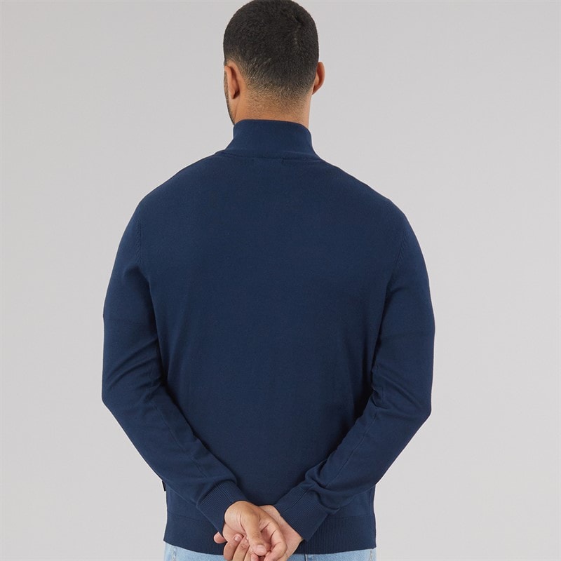 JACK & JONES Herre Emil Strik 1/2 Zip Jumper Navy - Billede 2