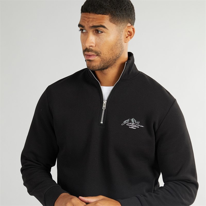 JACK & JONES Herre Mountain Åben Kant 1/4 Træningsdragt Sort - Billede 3