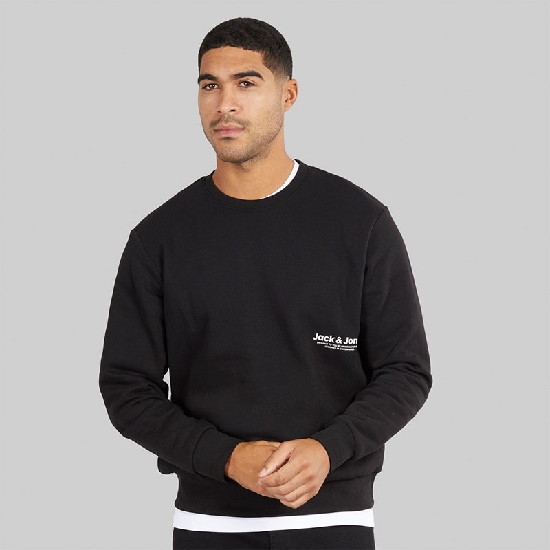 JACK & JONES Herre Vesterbro Side Sweatshirt Sort/Hvid - Billede 1