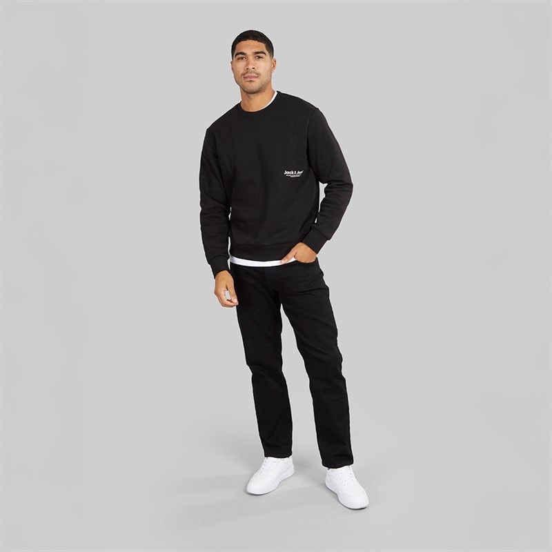 JACK & JONES Herre Vesterbro Side Sweatshirt Sort/Hvid - Billede 4