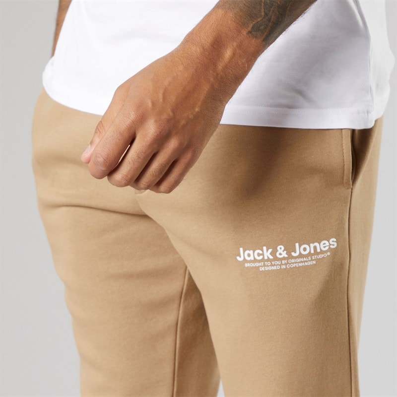 JACK & JONES Herre Vesterbro Joggingbukser Med Åben Kant Silver Mink/Hvid - Billede 3