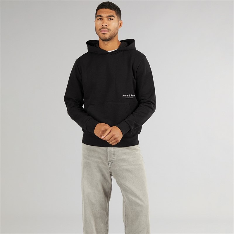 JACK & JONES Herre Vesterbro Side Hoodie Sort - Billede 3
