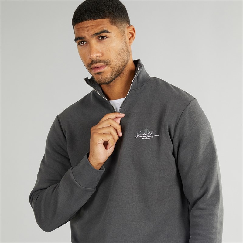 JACK & JONES Herre Mountain Åben Kant 1/4 Træningsdragt Asfalt - Billede 3