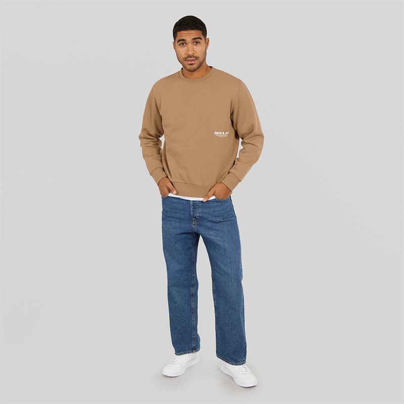 JACK & JONES Herre Vesterbro Side Sweatshirt Sølv Mink/Hvid - Billede 3