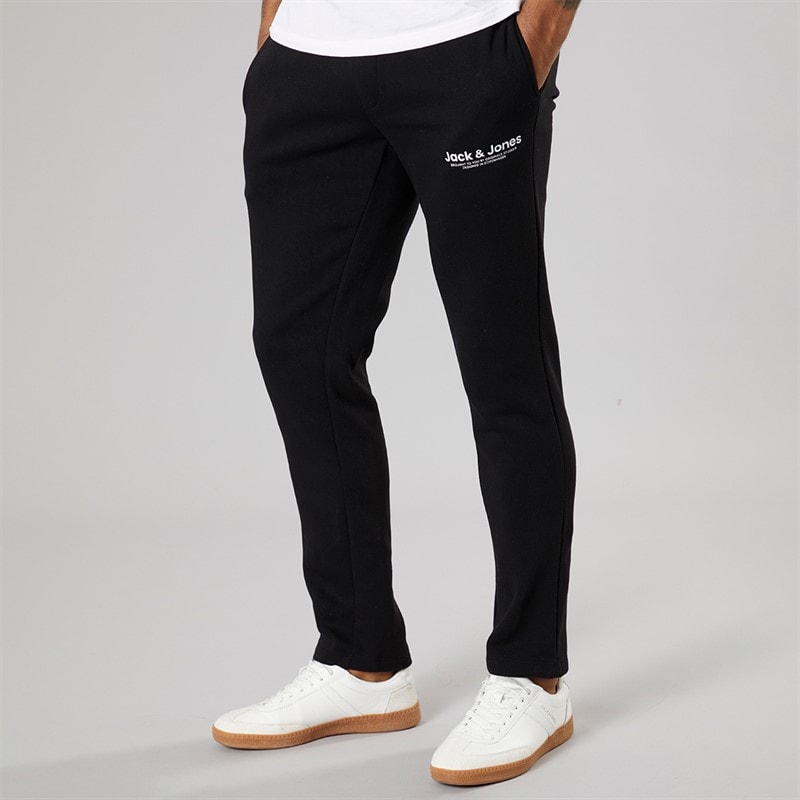JACK & JONES Herre Vesterbro Joggingbukser Med Åben Kant Sort/Hvid