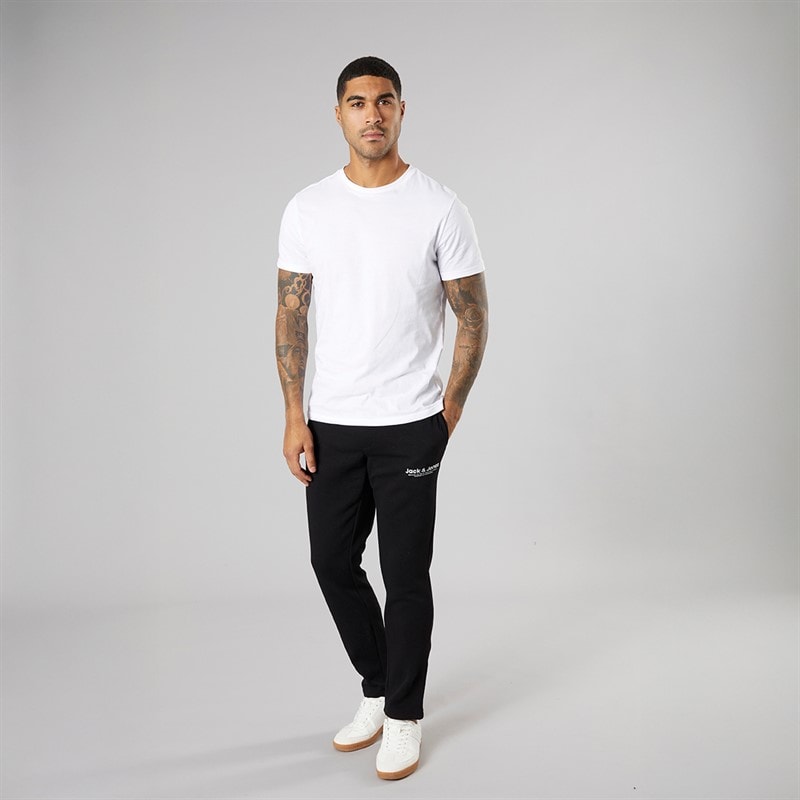 JACK & JONES Herre Vesterbro Joggingbukser Med Åben Kant Sort/Hvid - Billede 4