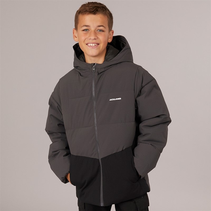 JACK & JONES Drenge Brady Puffer Jakke Asfalt - Billede 3