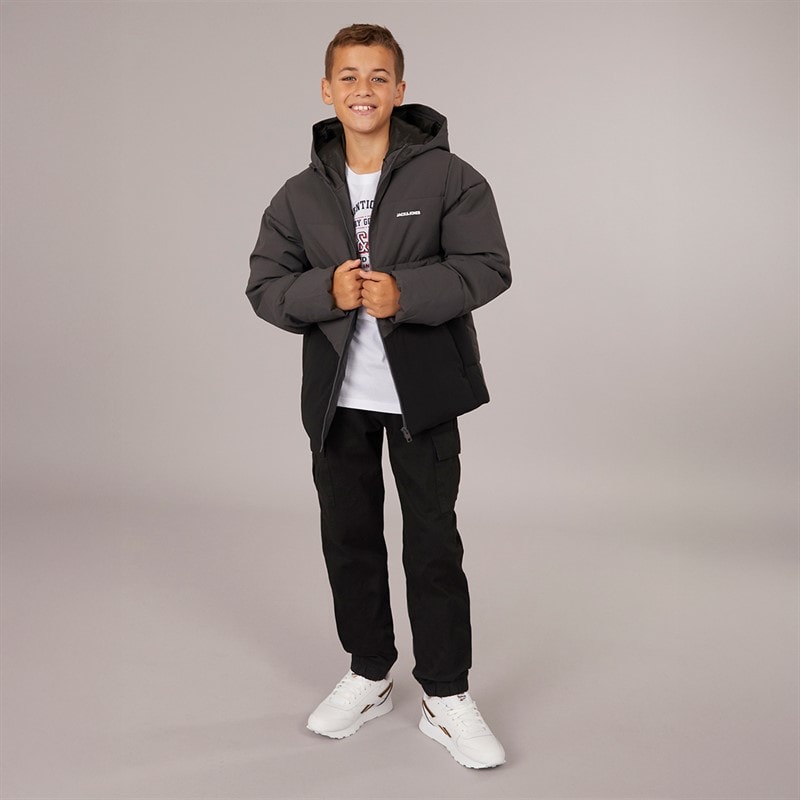 JACK & JONES Drenge Brady Puffer Jakke Asfalt - Billede 4