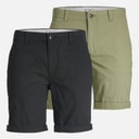 JACK & JONES Herre JJ Dave To Pak Chino Shorts Sort / Dyb Lav Grøn