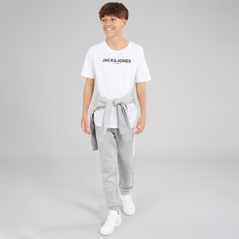 JACK & JONES Drenge Rarry Tre Dels Træningsdragt Og T-Shirt Sæt Alloy / Hvid - Billede 4