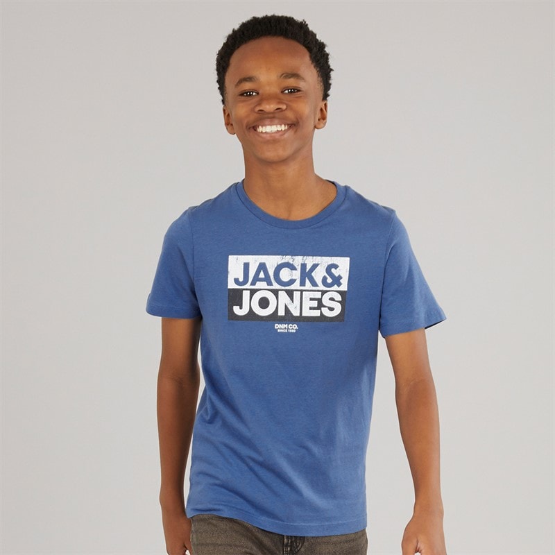 JACK & JONES Drenge Atfal Tre Pakke T-shirts Colbalt Blå / Hvid / Navy Print - Billede 2