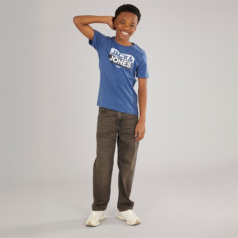 JACK & JONES Drenge Atfal Tre Pakke T-shirts Colbalt Blå / Hvid / Navy Print - Billede 4
