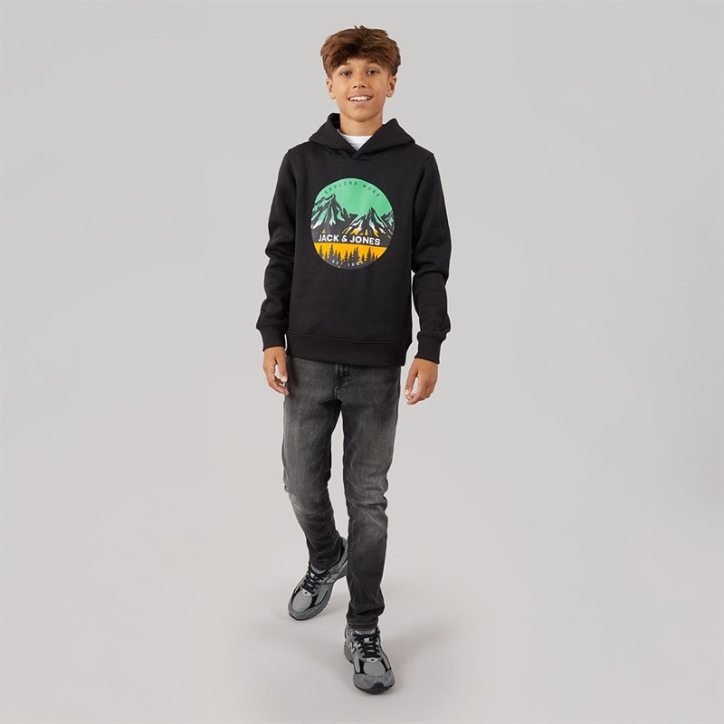 JACK & JONES Drenge Peak Hættetrøje Sort - Billede 4
