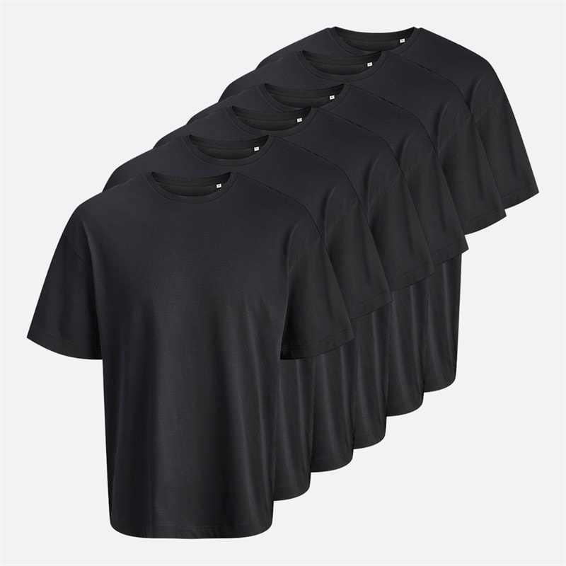 JACK & JONES Herre Gust Oversized 6-pak T-shirts Sort - Billede 1