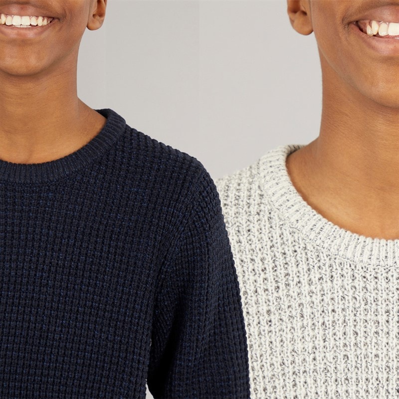 JACK & JONES Drenge To Pak Strik Crew Neck Jumpere Moonbean / Sky Captain - Billede 3