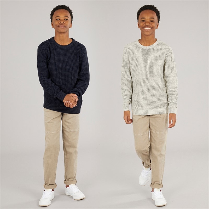 JACK & JONES Drenge To Pak Strik Crew Neck Jumpere Moonbean / Sky Captain - Billede 4