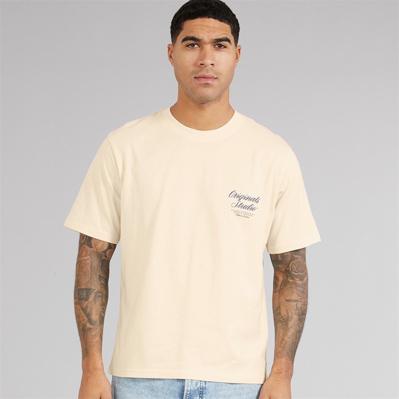 JACK & JONES Herre Norrebro Typo T-shirt Antique Hvid - Billede 2