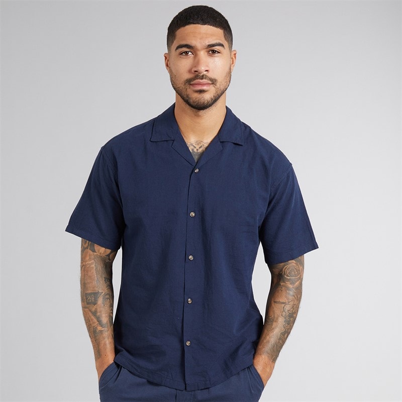 JACK & JONES Herre Sommer Resort Kortærmet Skjorte Marineblå Blazer
