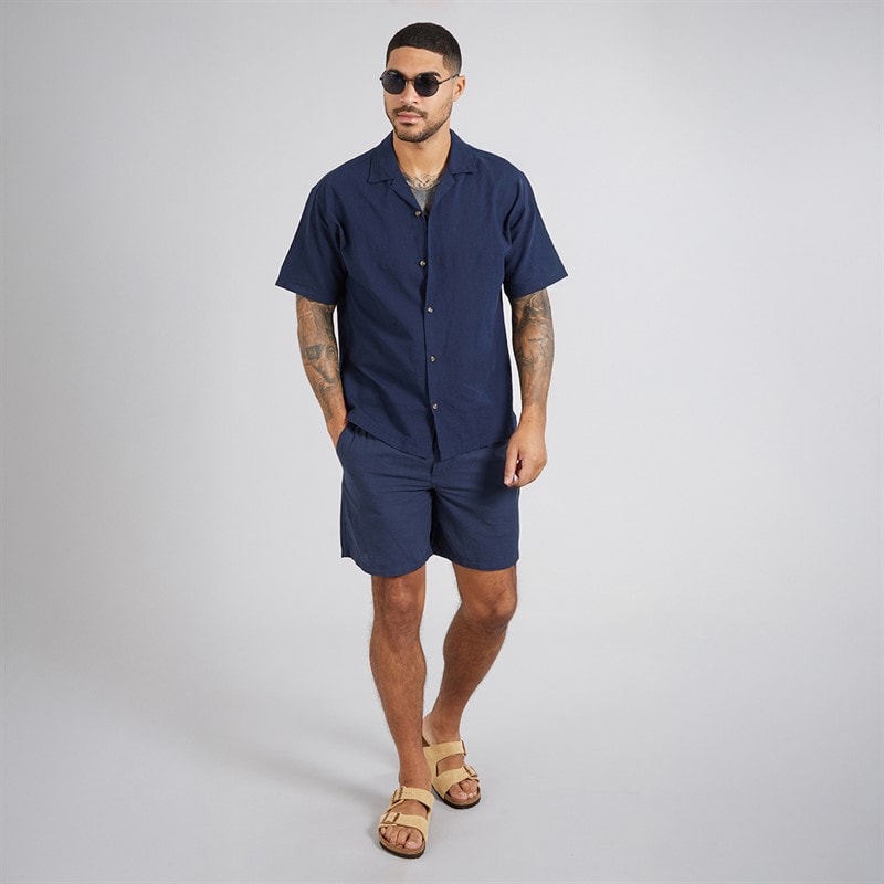JACK & JONES Herre Sommer Resort Kortærmet Skjorte Marineblå Blazer - Billede 3