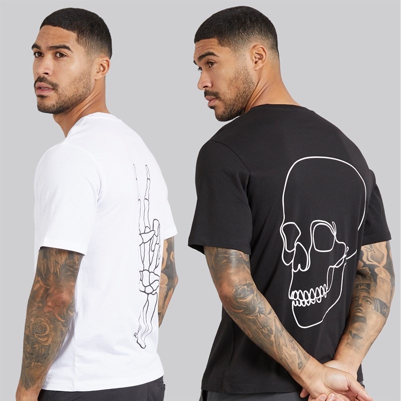 JACK & JONES Herre Egon Print To Pak T Shirts Sort/Hvid