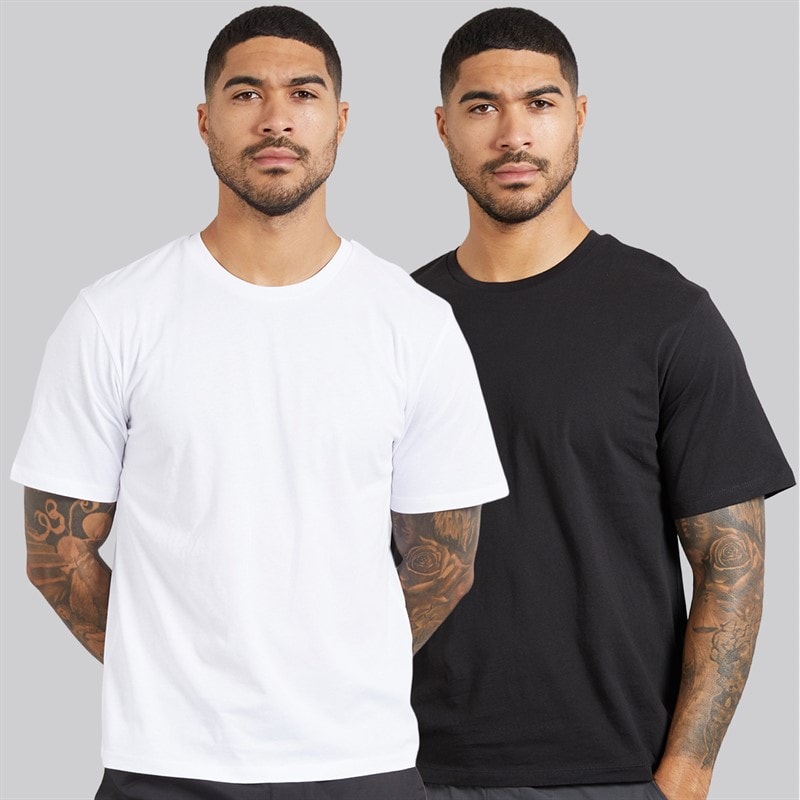 JACK & JONES Herre Egon Print To Pak T Shirts Sort/Hvid - Billede 2