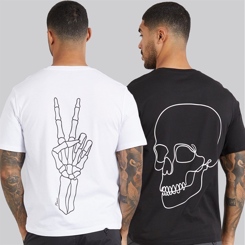JACK & JONES Herre Egon Print To Pak T Shirts Sort/Hvid - Billede 3