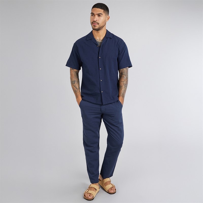 JACK & JONES Herre Kane Paros Hør Blanding Bukser Navy Blazer - Billede 3