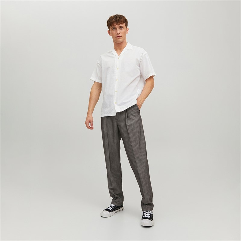 JACK & JONES Herre Sommer Ferie Kortærmet Skjorte Hvid - Billede 4