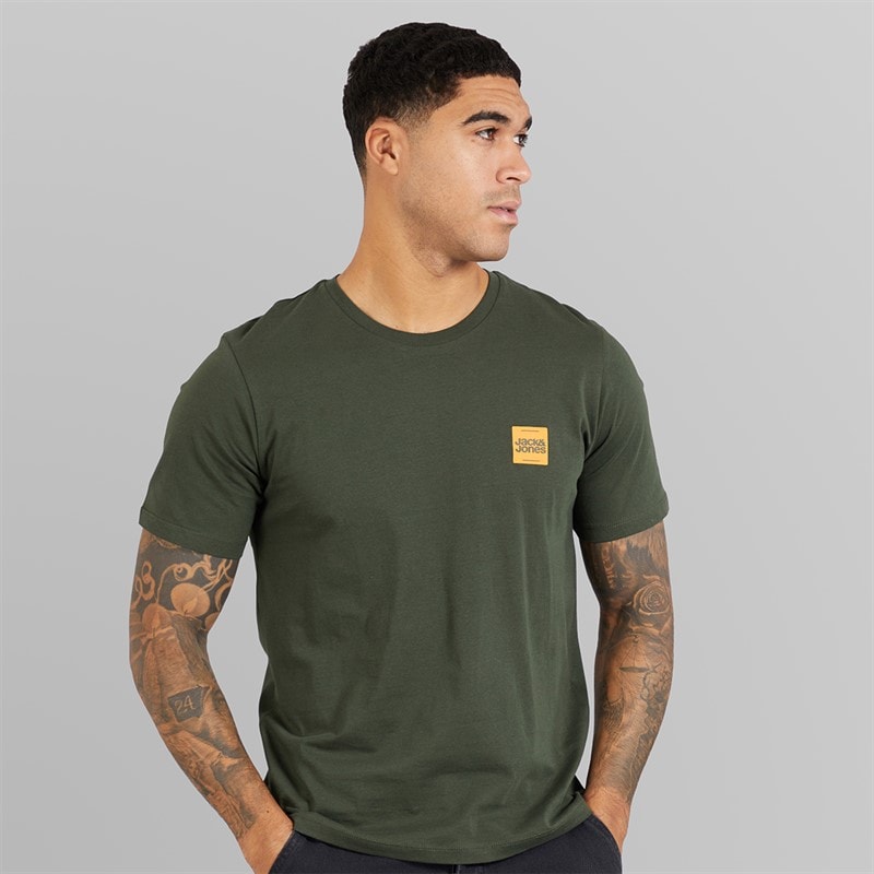 JACK & JONES Herre Brandy Fem Pak T shirts Sort/Hvid/Duffle Bag/Navy Blazer/Glazier Grey - Billede 2