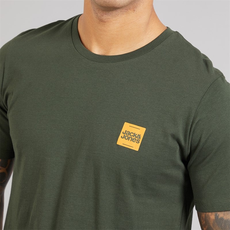 JACK & JONES Herre Brandy Fem Pak T shirts Sort/Hvid/Duffle Bag/Navy Blazer/Glazier Grey - Billede 5