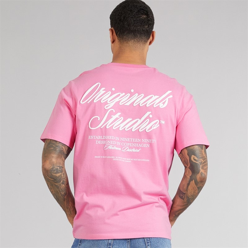 JACK & JONES Herre Norrebro Typo T-shirt Prismer Rosa - Billede 3
