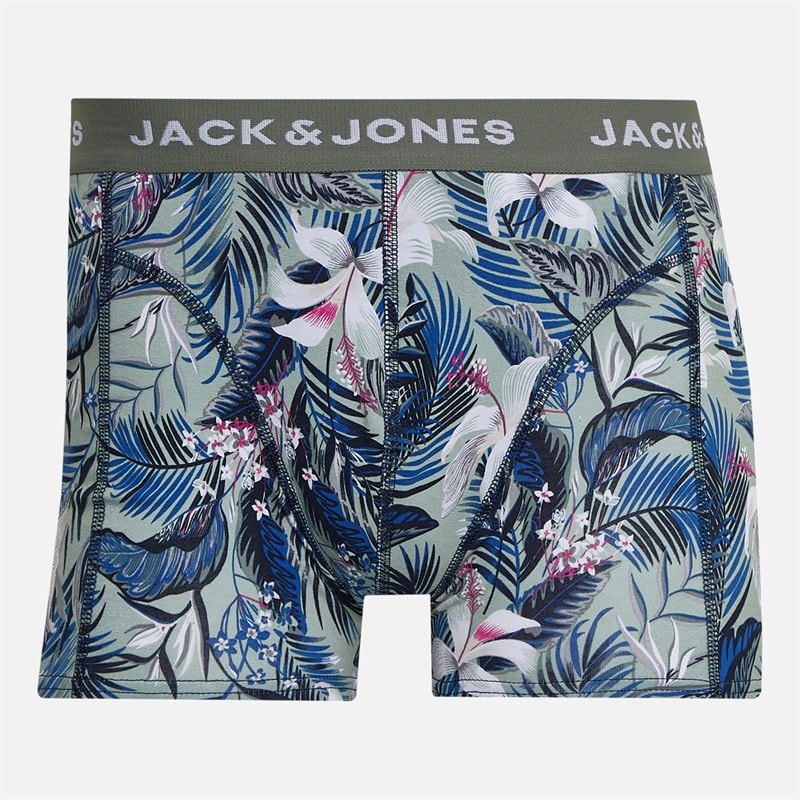 JACK & JONES Herre Brady Flower 3-pak boxershorts Sky Captain/Iceberg Green/Sort - Billede 3