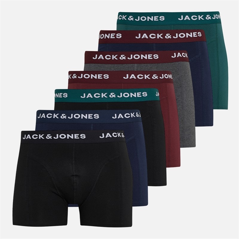 JACK & JONES Herre Chris Ensfarvet syv pak boxershorts Navy Blazer/Navy Blazer/Sort/Sort/Port Royale/Dgm/Sea Moss - Billede 1