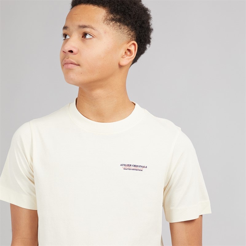 JACK & JONES Drenge Islington T-shirt Antique White - Billede 5