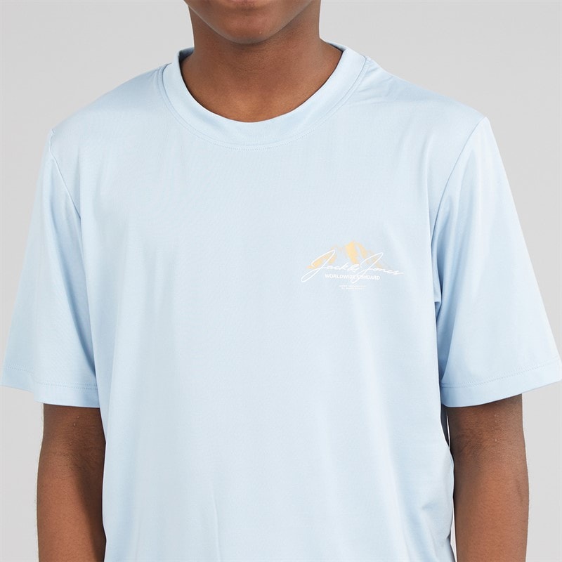 JACK & JONES Drenge Bjerg Tech T Shirt Og Shorts Sæt Cashmere Blue - Billede 3