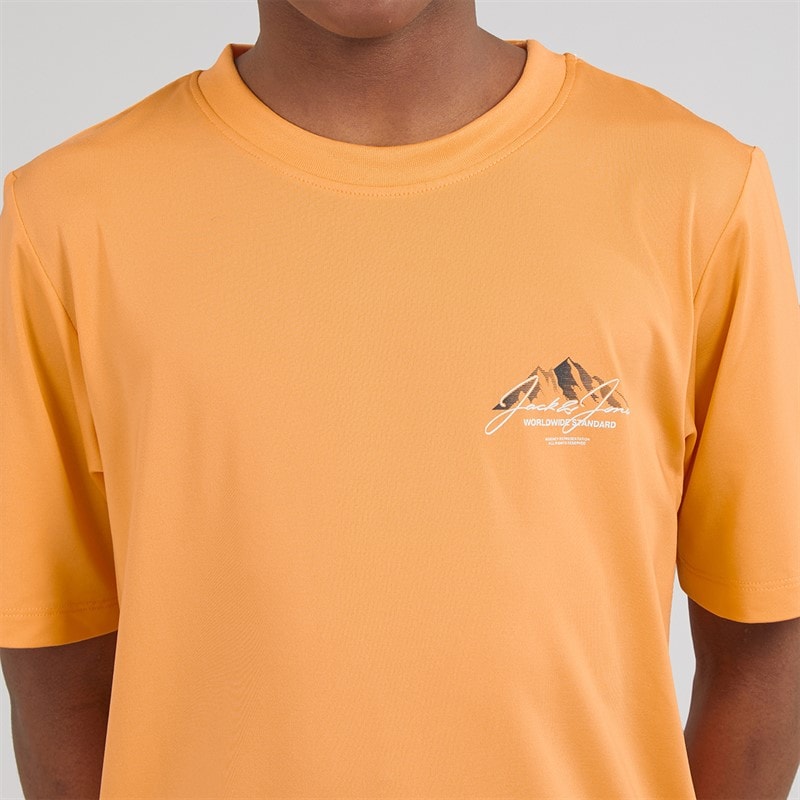 JACK & JONES Drenge Bjerg Tech T Shirt Og Shorts Sæt Peach Cobbler - Billede 3