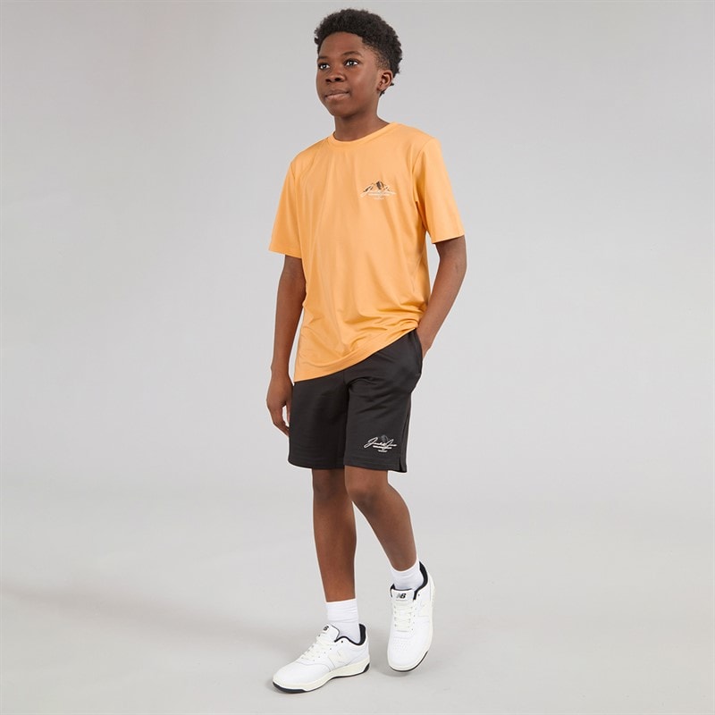 JACK & JONES Drenge Bjerg Tech T Shirt Og Shorts Sæt Peach Cobbler - Billede 4