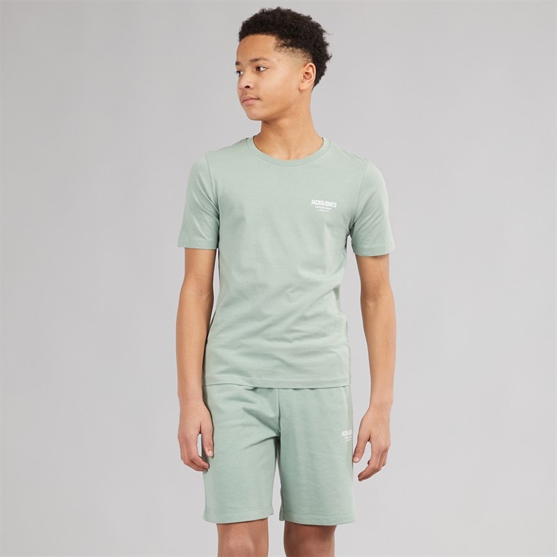 JACK & JONES Drenge Jeff Orion T shirt og Shorts Sæt Iceberg Green - Billede 2