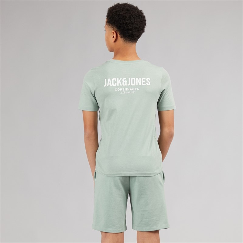 JACK & JONES Drenge Jeff Orion T shirt og Shorts Sæt Iceberg Green - Billede 3