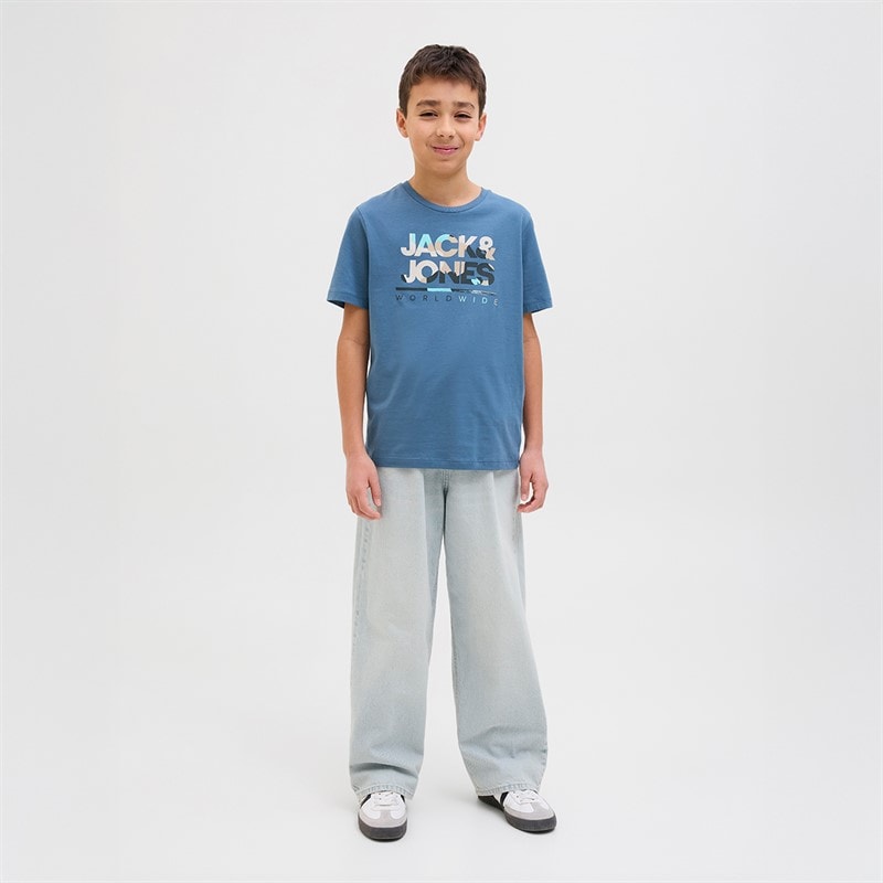 JACK & JONES Drenge Oprindelse Vide Ben Jeans Blue Denim - Billede 4