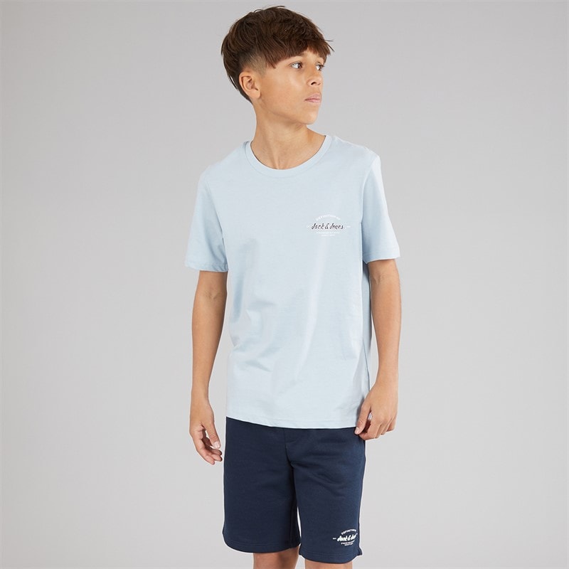 JACK & JONES Drenge Brandon T shirt Og Shorts Sæt Celestial Blue - Billede 1