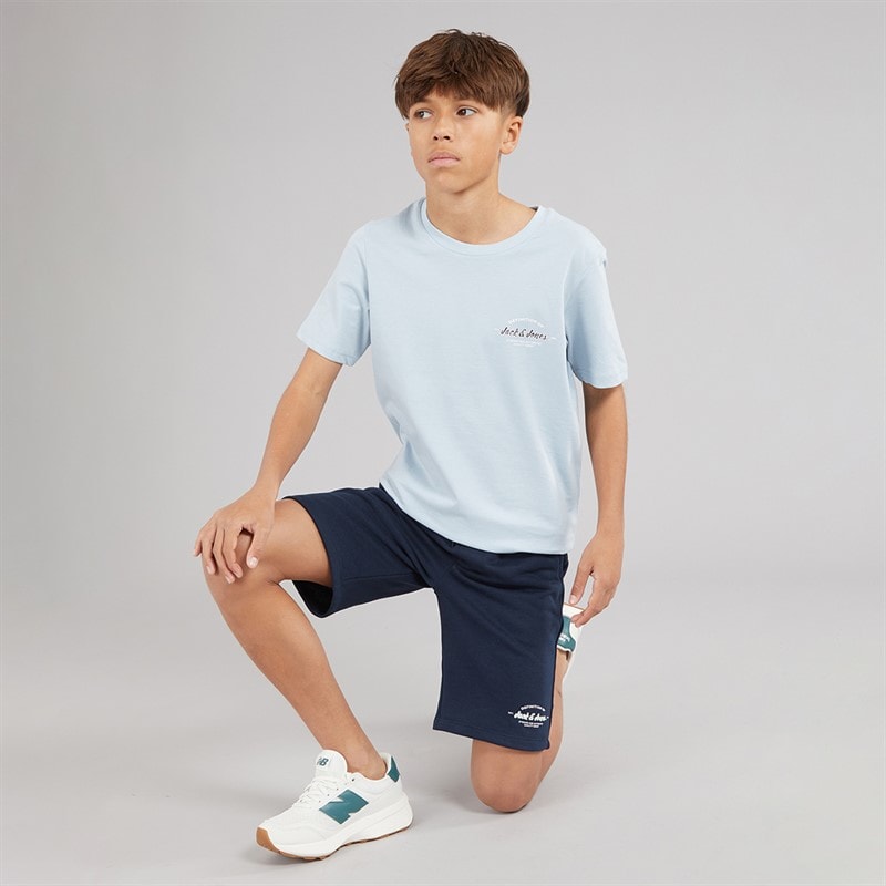 JACK & JONES Drenge Brandon T shirt Og Shorts Sæt Celestial Blue - Billede 4