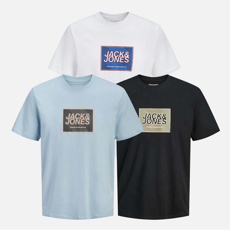 JACK & JONES Drenge Regn Tre Pak T Shirts Sort - Billede 1